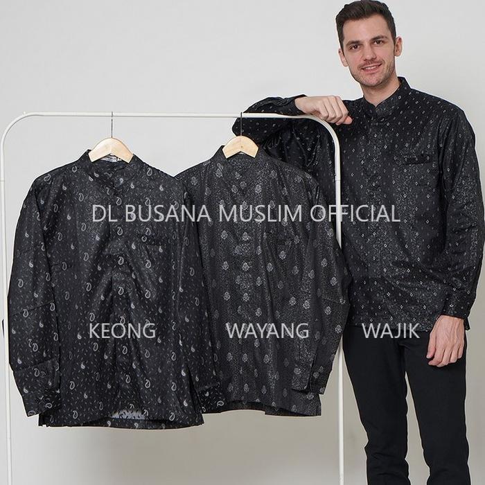 NEW KOKO Warna HITAM, DL Busana Muslim,Baju Koko DL, Kemeja Koko Pria DL, Baju Muslim Pria, Baju