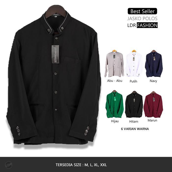 TERLARIS LDR Fashion Jasko Polos Pria Elegant Baju Koko Pria Lengan Panjang Dengan Doble Kerah