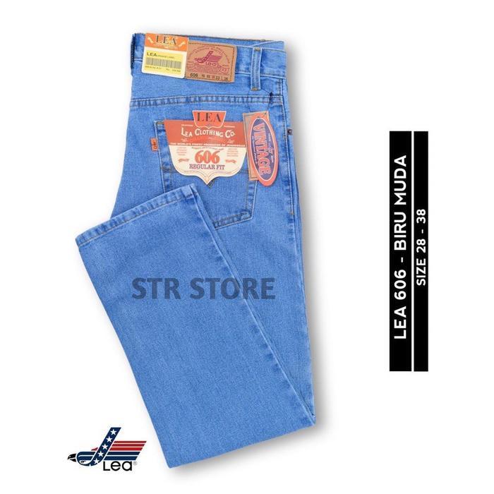 Best Seller Celana Jeans Pria Lea 606 Standar Reguler Hitam Denim Biru Basic Original