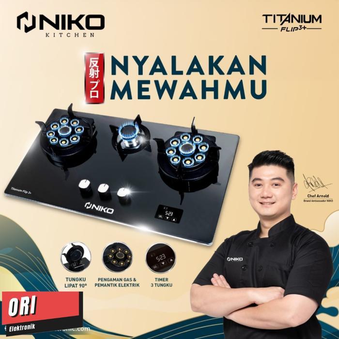 NIKO KOMPOR GAS 3 TUNGKU TITANIUM FLIP 3+