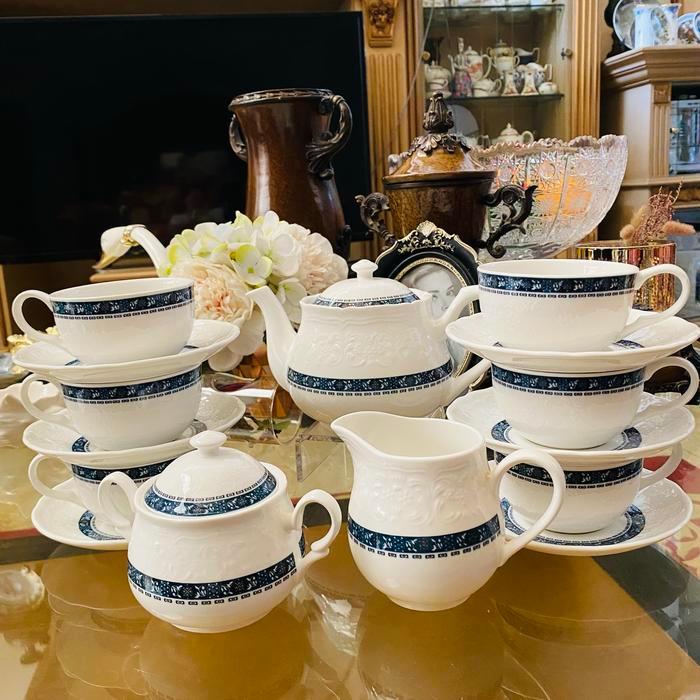 Tea Pot Set & Tea Cup Saucer Saint James Okja Mewah Cantik