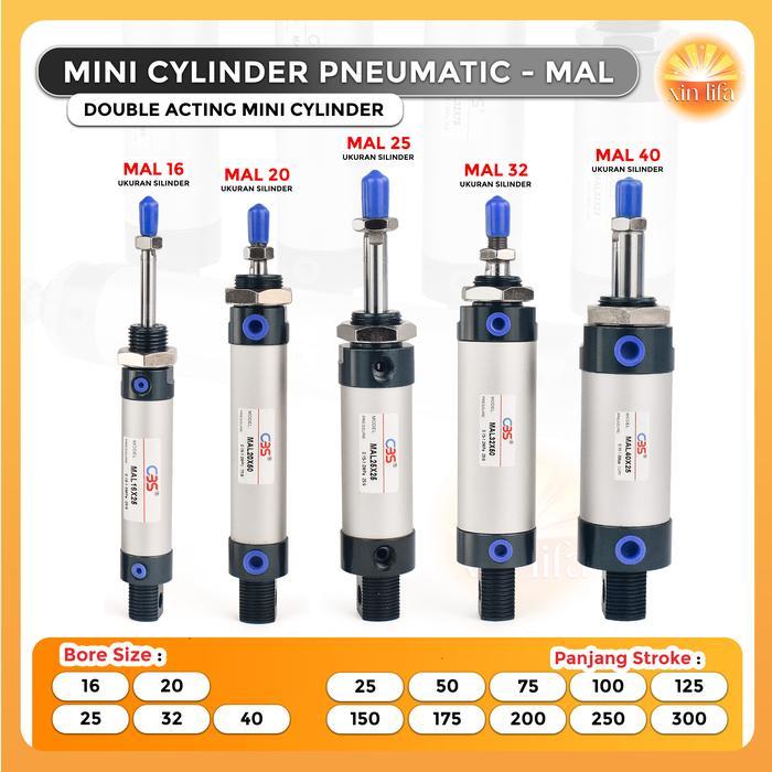 Cylinder pneumatic MAL20 Pneumatik Angin Air Silinder MAL 20-32