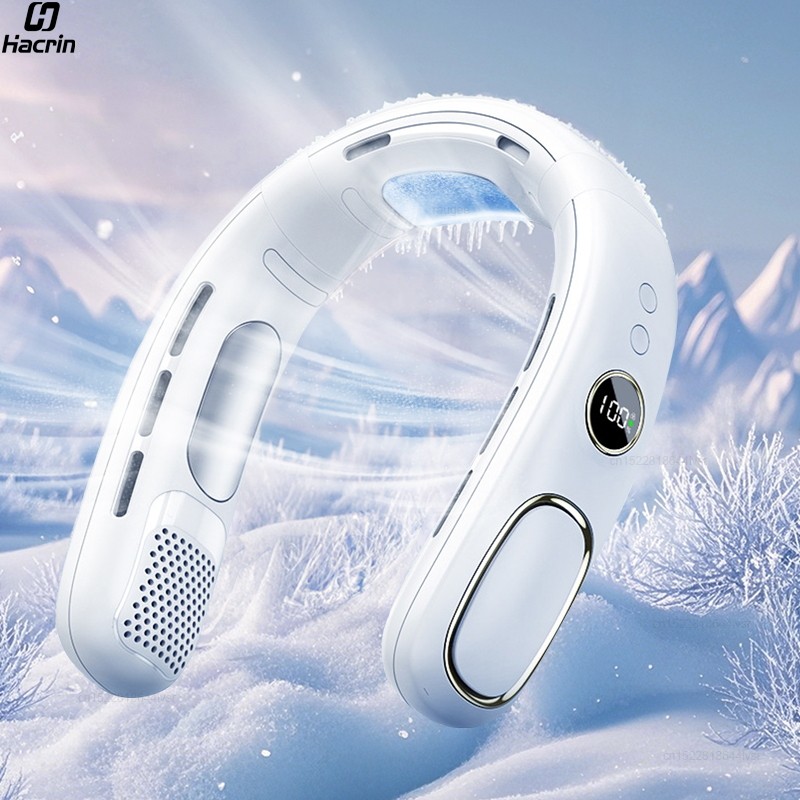 Portable Neck Fan Neck Cooler Bladeless Hanging Neck Fan 4000Mah Usb Rechargeable Ice Cooling Fan