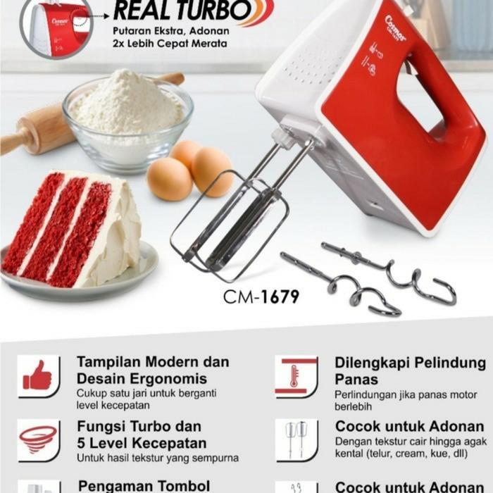 Hand Mixer Cosmos Cm 1679 Original Pengaduk Stainless Listrik Cosmos Cm 1679