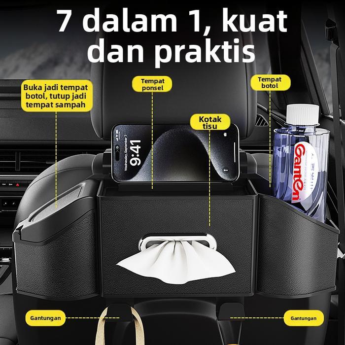 Tas Organizer Kursi Mobil Tempat Tisu Multifungsi Tempat Gelas Mobil Tempat Penyimpanan Sandaran
