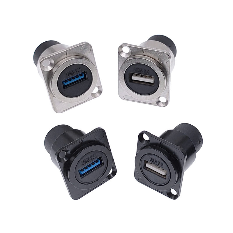 STOK TERBATAS  Metal USB 2.0 3.0 D type female to female connector panel mounting USB socket 2407K