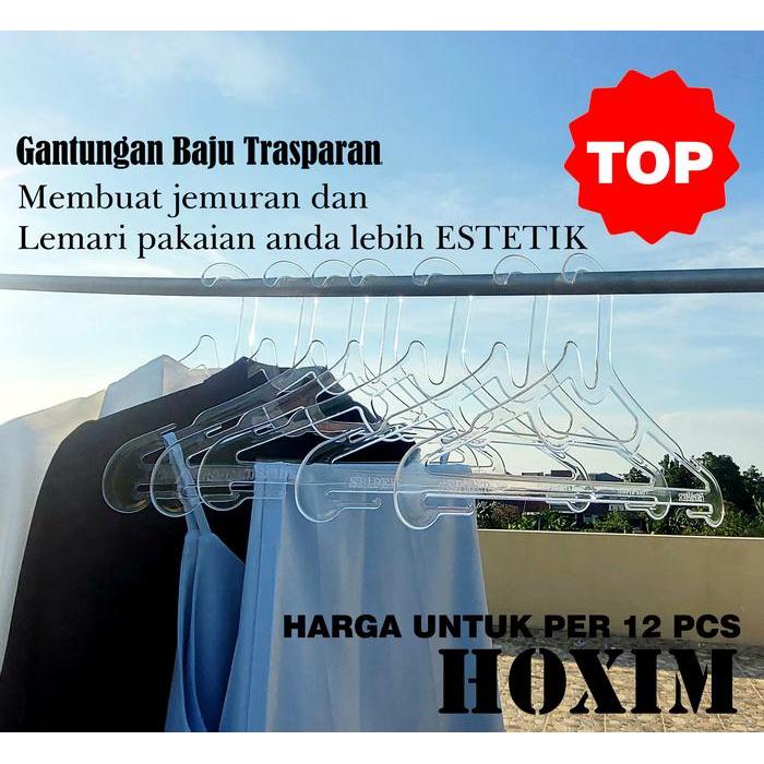 gantungan baju plastik bening harga per lusin