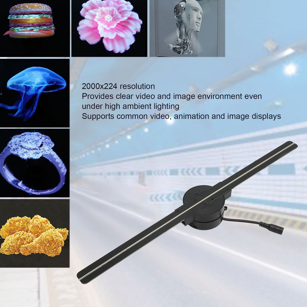 3D HOLOGRAM FAN WIFI PROJECTOR 2000X224 100240V CLEAR 3D HOLOGRAM PROJECTOR WITH 224 LED LIGHT BEADS