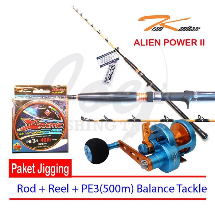 PAKET COMBO MEDIUM JIGGING OVERHEAD LENGKAP - ROD - REEL - PE