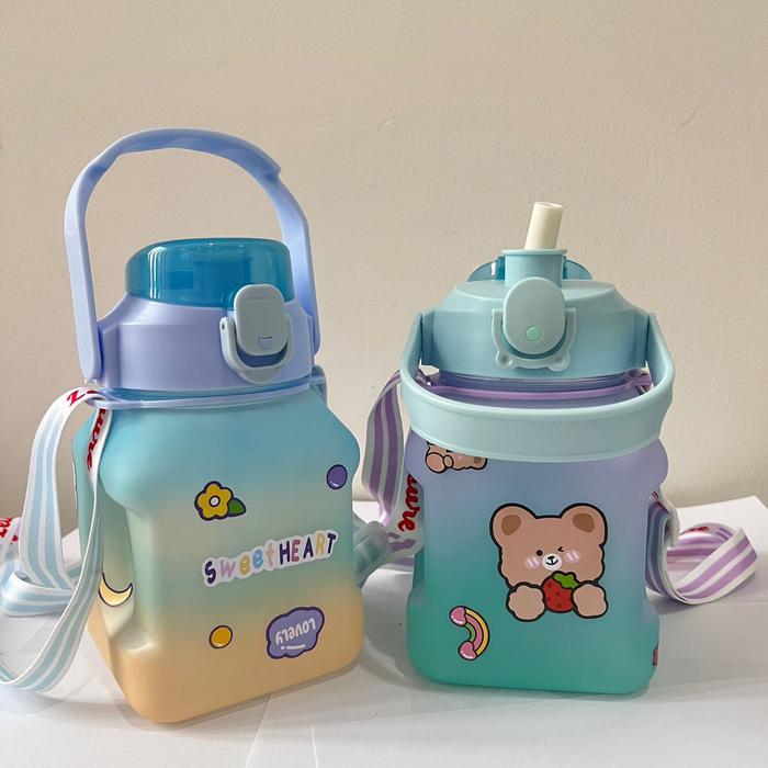 (PROMO RAMADHAN) BOTOL MINUM KOTAK VIRAL GEMOY 1,3 LITER MOTIVASI ANAK SEKOLAH PREMIUM TERMURAH