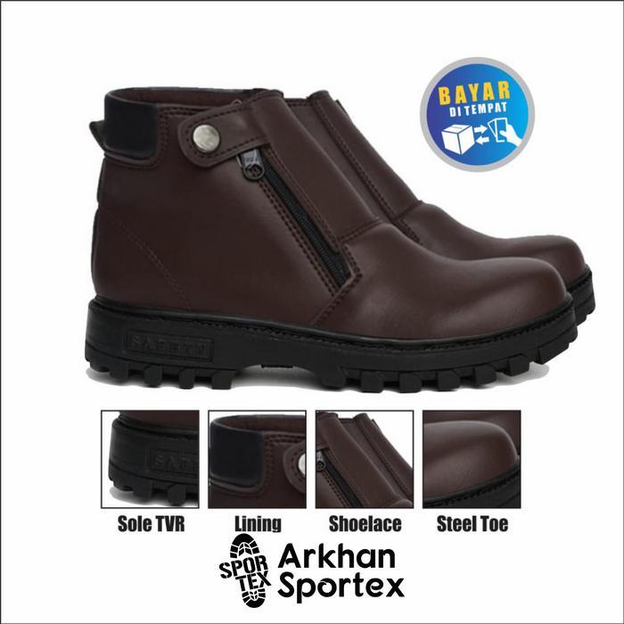 SAFETY Sepatu Safety Pria Ujung Besi Zipper Sleting Sol Safety By Sportex Shoes