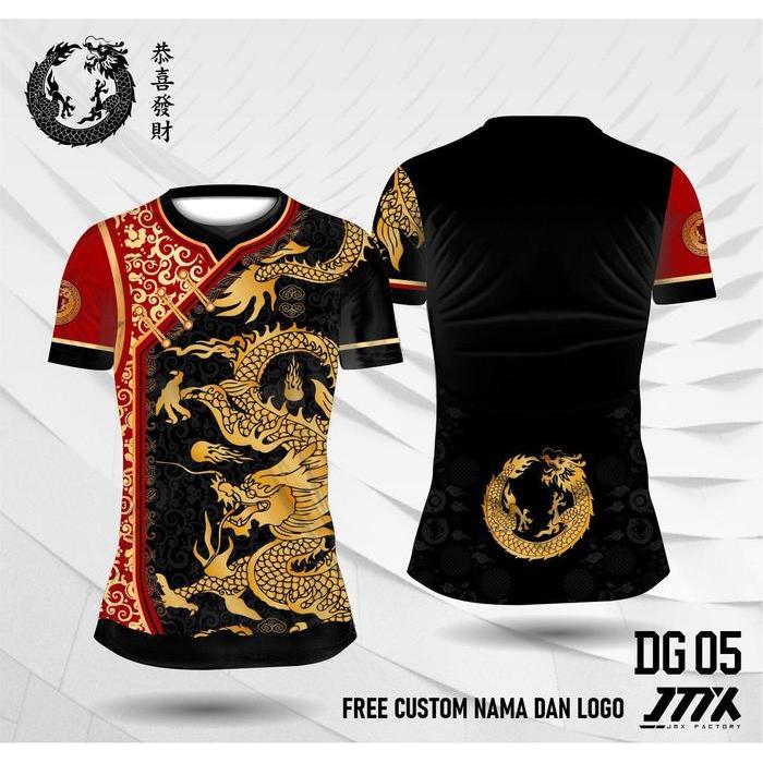 Cheongsam Wanita Shio Naga Jersey Imlek Kaos Imlek Gong Xi Fa Cai Terlaris