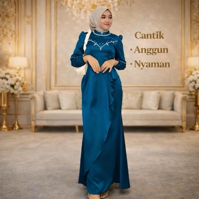 Bestseller Rashiqa Dress Elegan Slim Fit Gaun Kondangan Mewah Nutup Perut, Nyaman Untuk Wisuda &