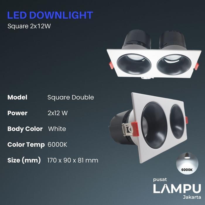 Spotlight Inbow Square White Reflektor Black 2x12watt LED