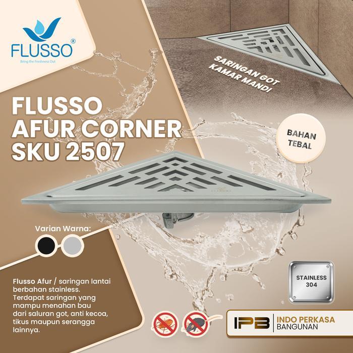 FLUSSO Afur Segitiga Drain Corner Saringan Got Pojok Afur Sudut Bahan Stainless 20cm 2507
