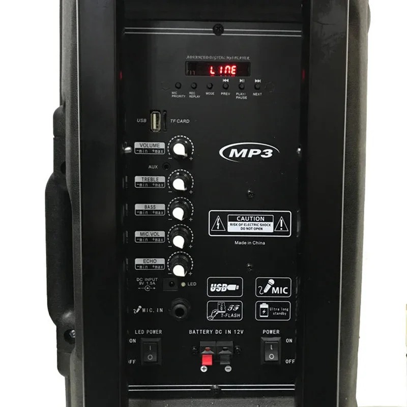 15 Inch Wireless Bluetooth Speaker Outdoor High-Volume Portable Square Dance Subwoofer High-Power