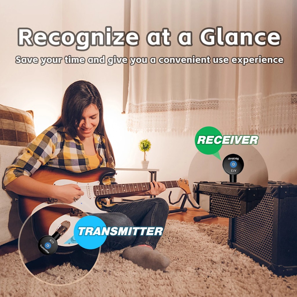 2.4GHz Mini Wireless Guitar System Rechargeable Audio Wireless Guitar Transmitter Receiver for