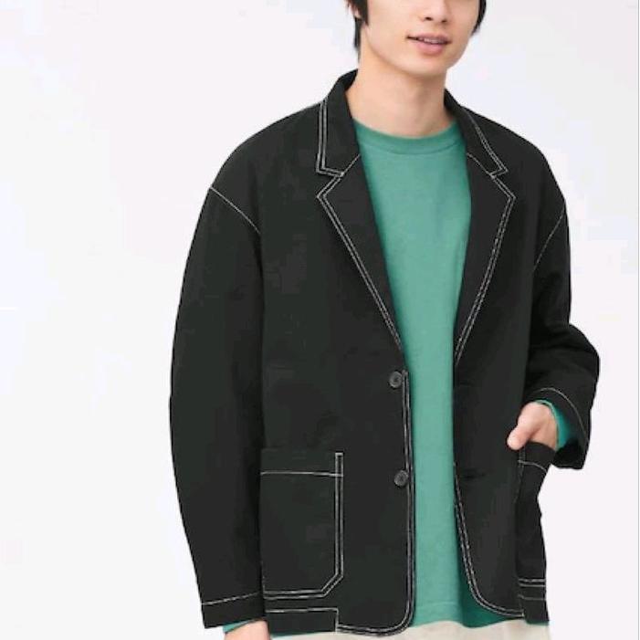 Original UNQL GU Twill Oversized Jacket Hitam