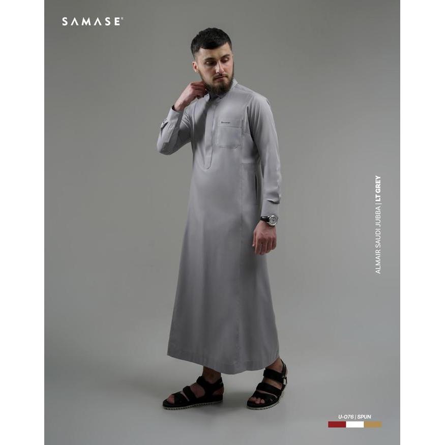 SAMASE Almair Saudi Jubba Slim U076 Jubah Pria Dewasa Lengan Panjang Zipper