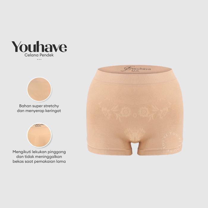 Youhave ( YouVe ) Celana Dalam Boxer Wanita Korset Celana Pendek Short Boxer Sport Slimming Boyshort
