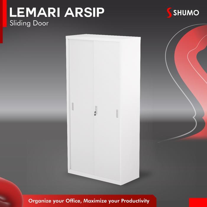 Shumo Super White Lemari Arsip Besi 2 Pintu Sliding Besi Terbaru 