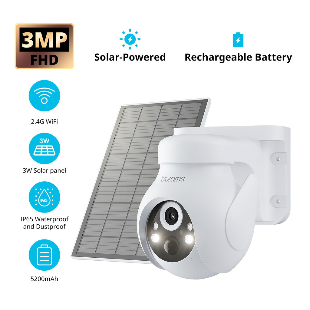 blurams 2K 2.4G Wi-Fi Home Security Camera Outdoor, 360 PTZ Camera Outside with Motion Tracking,