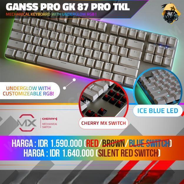 Ganss GK 87 / GK87 Pro White RGB Mechanical Gaming Keyboard
