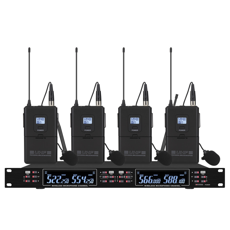 Professional wireless microphone high-frequency, handheld karaoke lavalier microphone, 4-channel