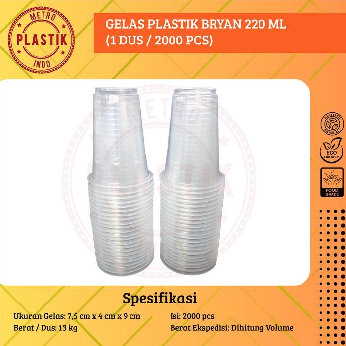 GELAS PLASTIK BENING 220ML GELAS KOPI 220 ML BRYAN 1DUS @2000PCS