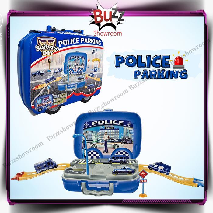 Police Parking Diy Suitcase Play Set Mainan Anak Mobil Polisi