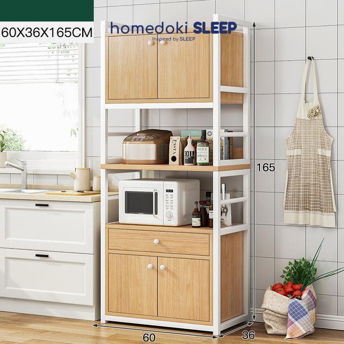 Homedoki Lemari Dapur Kayu/Rak Dapur Minimalis/Rak Dapur Serbaguna/Lemari Dapur Minimalis /Rak