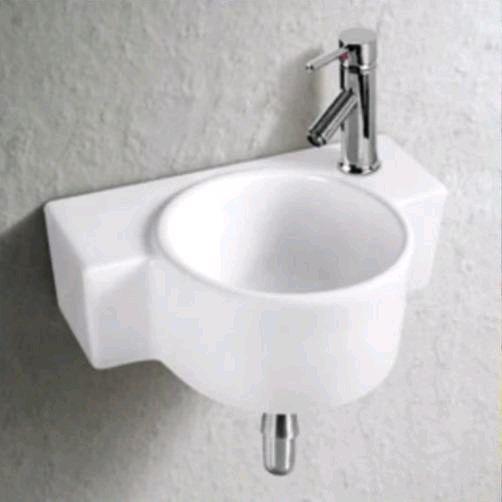 Wikea K211 Wastafel Gantung Bulat Kecil Mini Sink Cuci Tangan Keramik Putih Minimalis