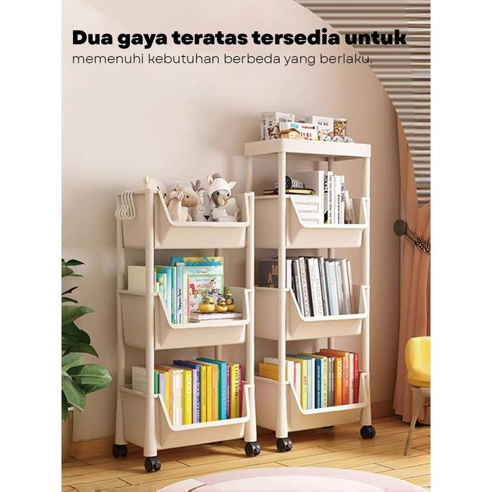 Informa - Rak Buku Anak Susun Serbaguna Tempat Portable Roda Rak Toy Storage Rak Susun rak tas