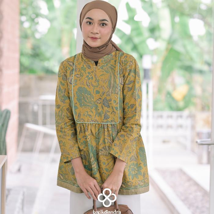 Adhisti Blouse Kuning - batik kerja wanita atasan blouse batik seragam batik modern batik hijab