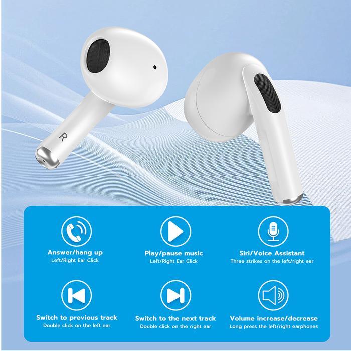 Goojodoq Earphone Bluetooth Tws-A6 Pro Earphone Nirkabel Headset Bluetooth 5.3 Earphones Bt Handset