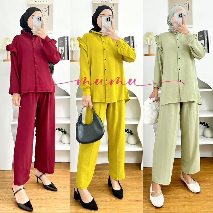 READY MUMU - SLIMPI SET Setelan Crinkle LD 110 By Mumu Fashion solo Muslim Wanita G00D QU4LITY