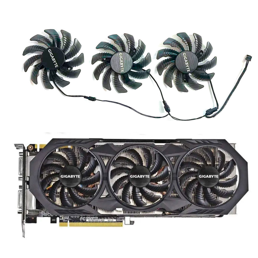 3PCS 75mm PLD08010S12H 3-pin GTX 970 Cooling Fan for GIGABYTE GTX 970 Wind G1 R9-280X GV-R928XWF3-3G