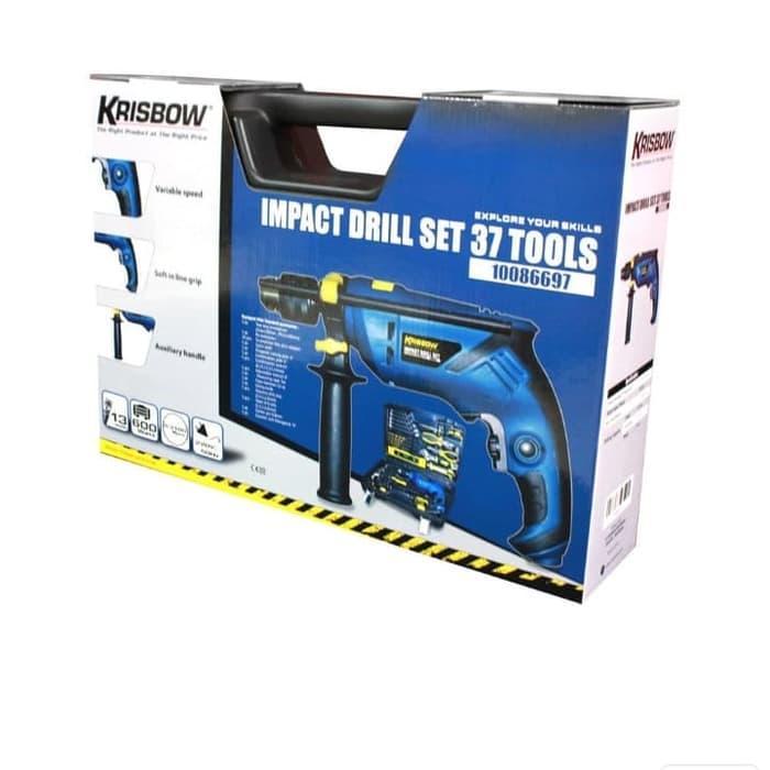 Krisbow Set Bor Listrik Tembok Beton Plus Kunci 600 W 37 Pcs