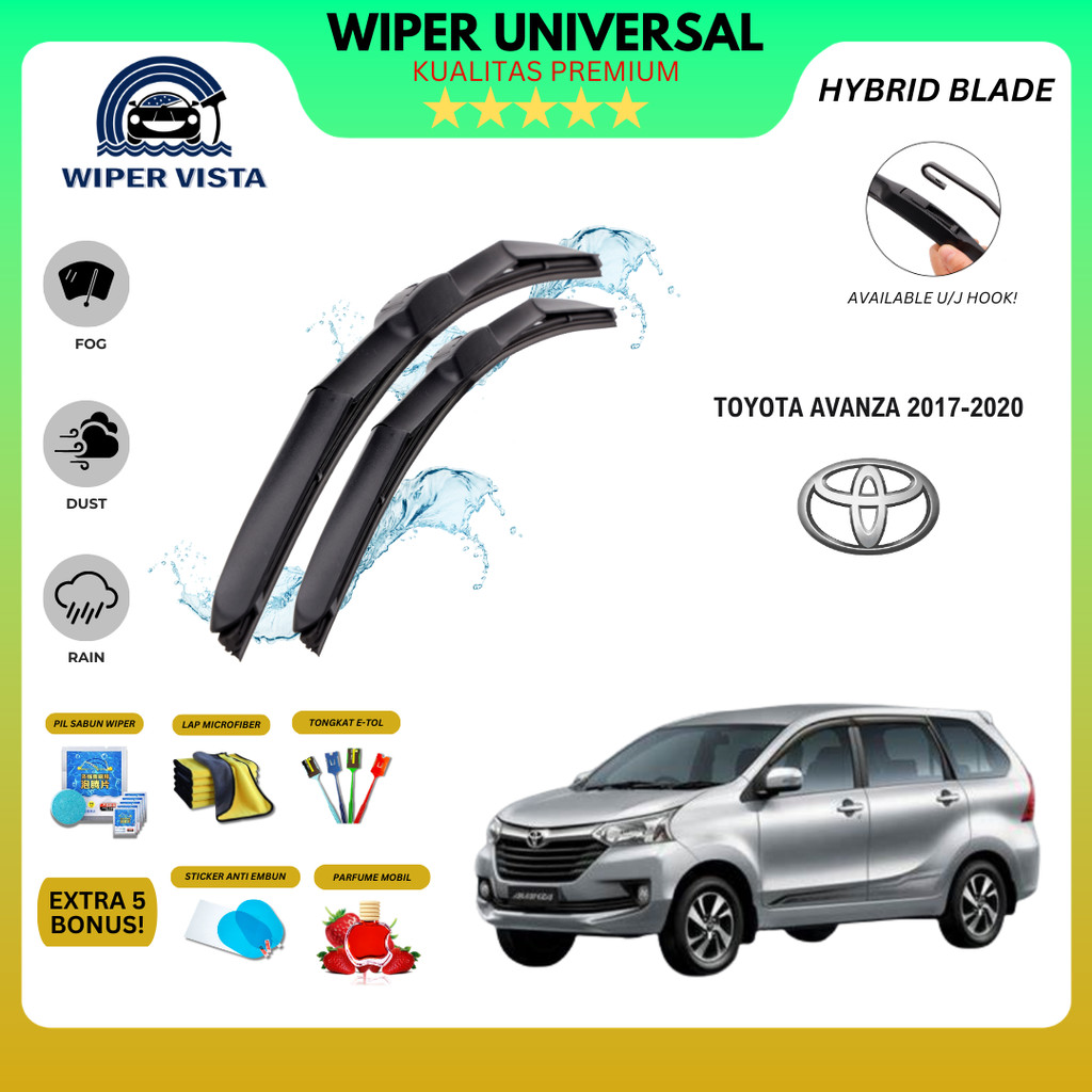 Wiper Toyota Avanza 2017-2020 Hybrid Kaca Depan Mobil Free 5 Bonus