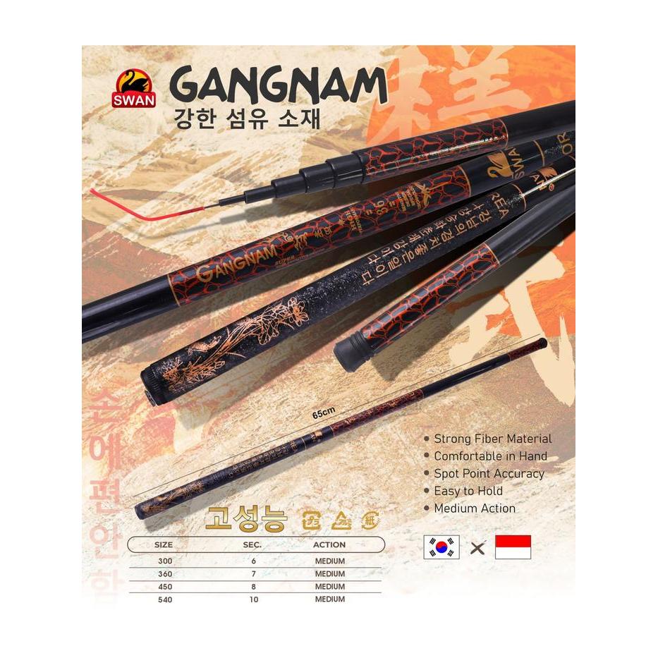 Tegek Swan, Tegek Pancing Swan Fiber Pole Gangnam 3m 3,6m 4,5m Gratis Ongkir