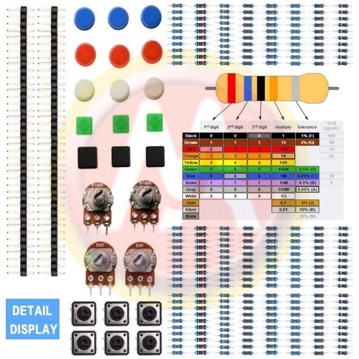 Kit Pemula Elektronik DIY / Set Paket Dasar Komponen Electronic Resistor Potensiometer LED