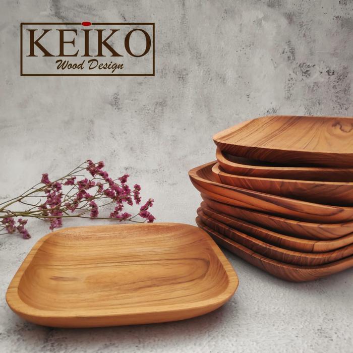 PIRING KAYU KOTAK JATI / PIRING MAKAN / DESSERT