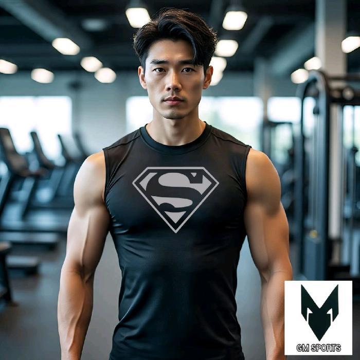 Singlet Olahraga Spider Superman Olahraga Compresion Gym Fitnes / Kaos Tanpa Lengan Sport Pria