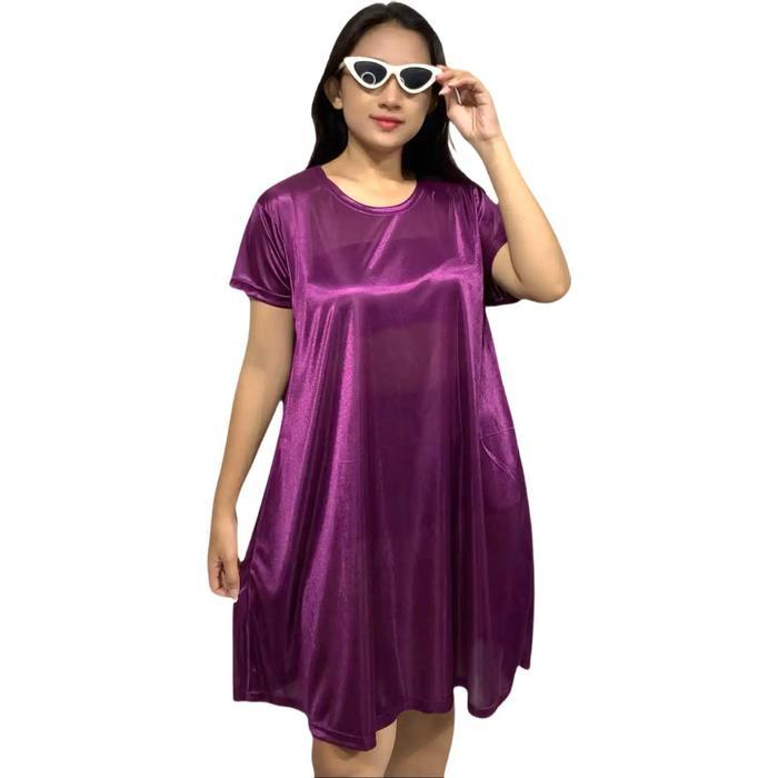 "New" NERINE - minidress - baju tidur dinas malam sutra metalik sexy lembut adem Tipis TRANSPARAN