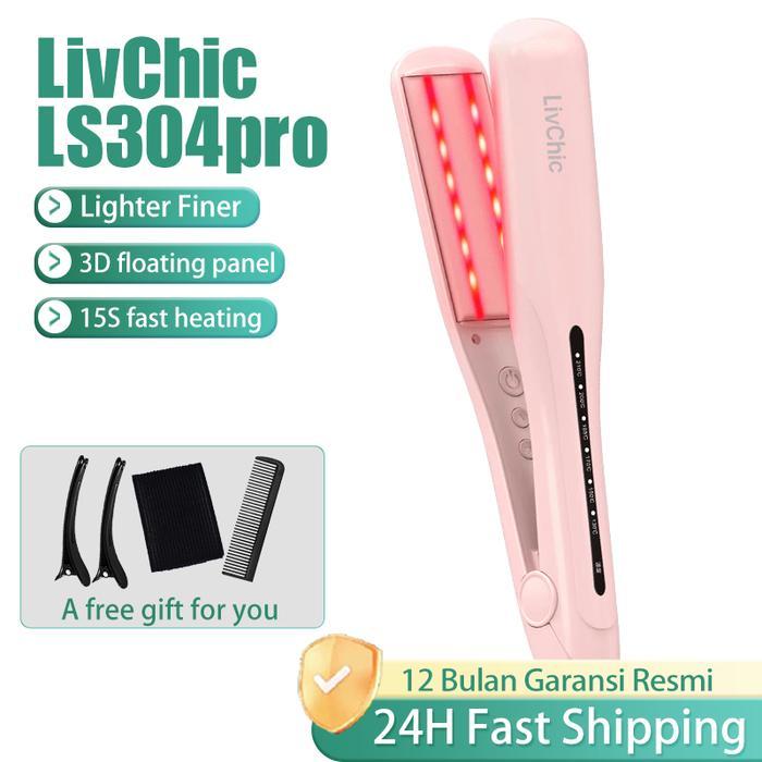 Livchic Ls304Pro Catokan Pelurus Rambut Pengeriting Rambut 3In1 Inframerah Straightener Curly