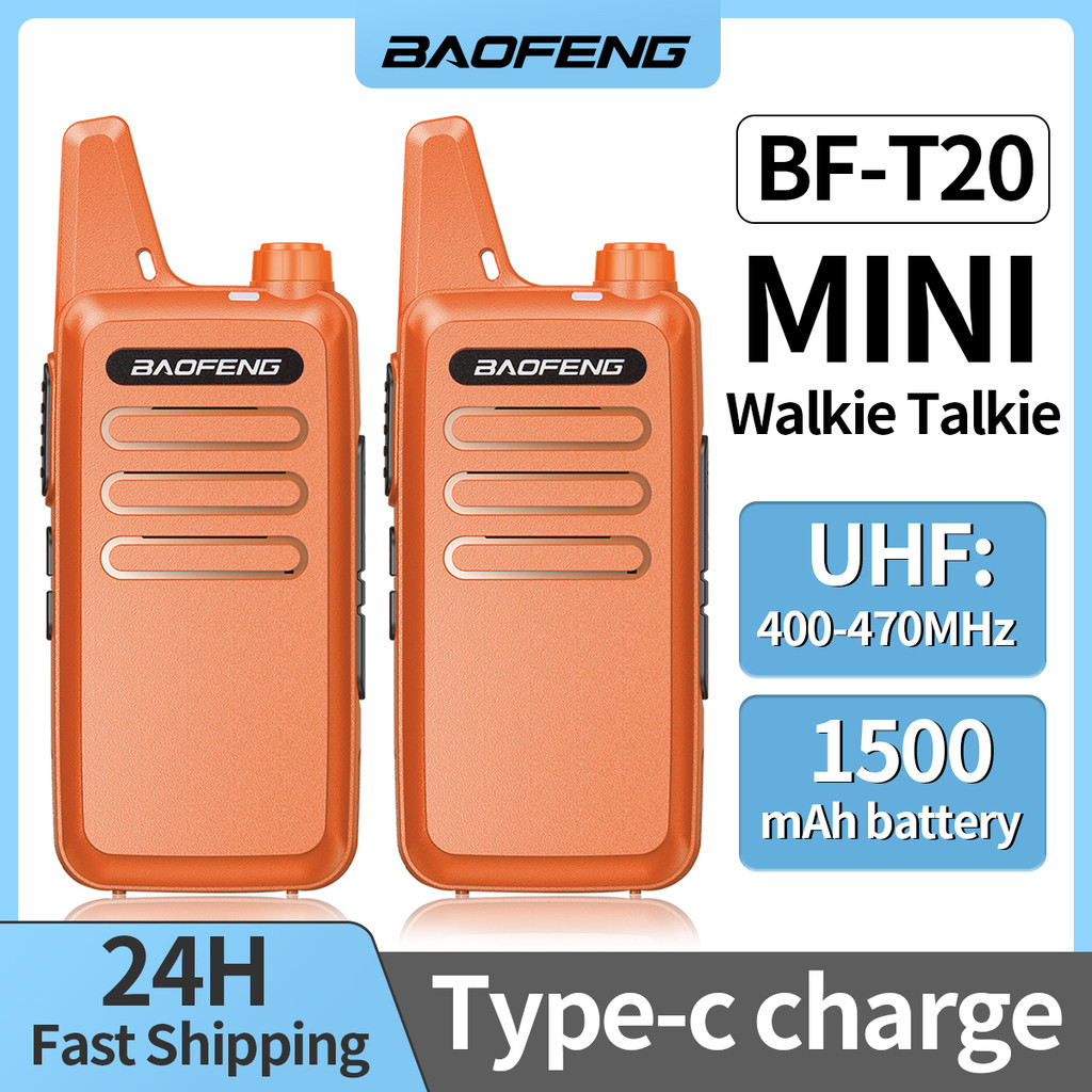 Baofeng BF-T20 Mini Walkie Talkie Portable UHF Type-C Charging Rechargeable Handheld Two Way Radio F