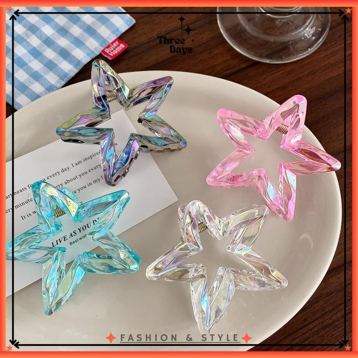 TD - JEPITAN RAMBUT KOREA 7CM MODEL BINTANG CRYSTAL SHINY GLOSSY / AKSESSORIS RAMBUT BINTANG STAR