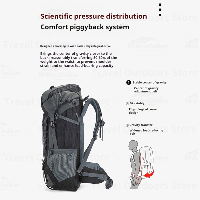 MEIXING Climbing Backpack Polyester 70L Outdoor Rainproof Bushcraft Trekking Bag Independent Inner