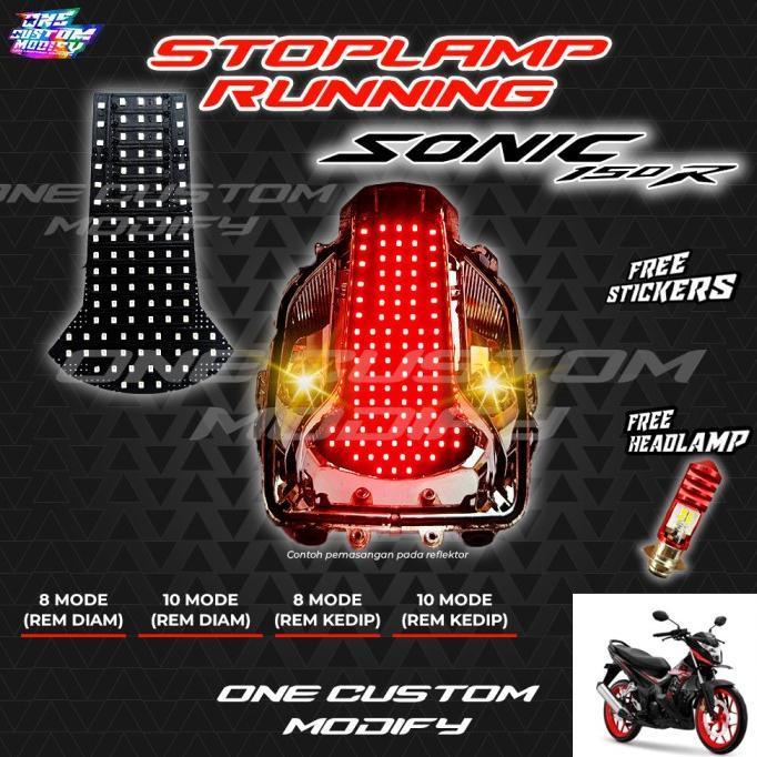 STOPLAMP RUNNING SONIC 150R LAMPU REM LED BELAKANG 8 & 10 MODE VARIASI MOTOR ONE CUSTOM MODIFY