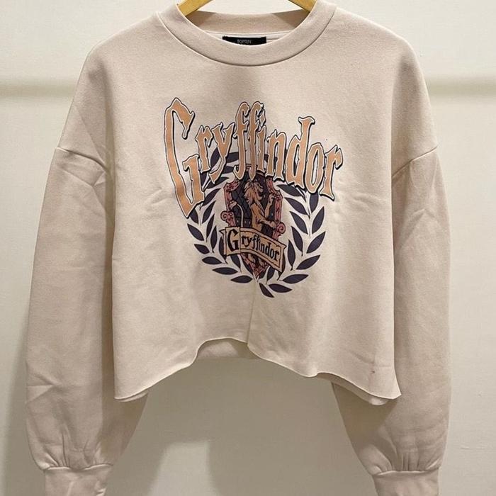 Sweater Wanita Gryffindor Crop Fleece Fit Oversize Atasan Sweatshirt Casual Tebal Basic